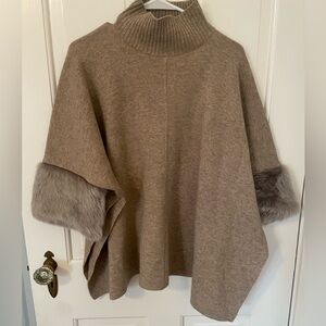 Club Monaco Sweater Cape with fur cuffs -  XS